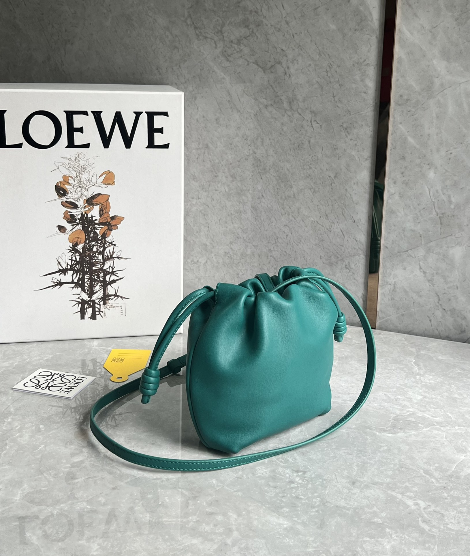 Loewe Mini Flamenco Purse bag in mellow nappa lambskin Dark Green